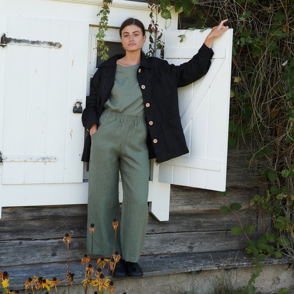 Linenfox Heavyweight Ocean Trousers pine green size M